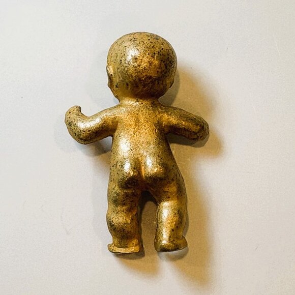 Vintage Allison Mager Gold Tone Baby Brooch Unique Statement Costume Jewelry - Picture 5 of 11